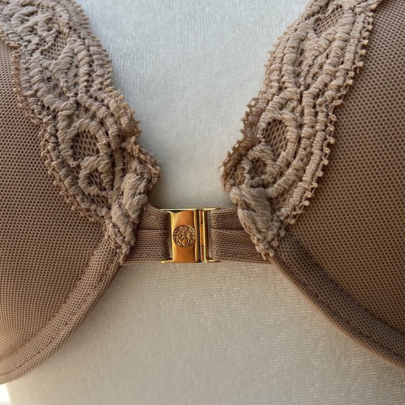 NWT Natori Tan Cafe and Cream Lace Trimmed Bra 36DD Front Closure - Picture 7 of 13